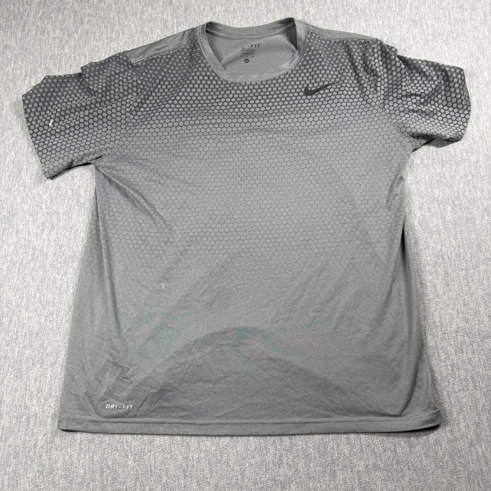 Nike T-Shirt Men XL Gray Dri-Fit Geometric‎ Hexagon Short Sleeve Athletic Gym